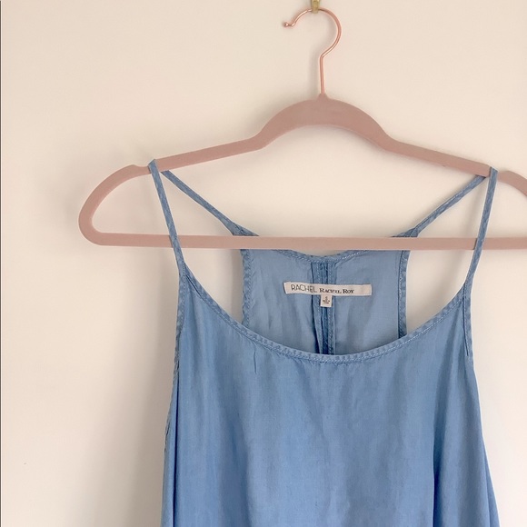 RACHEL ROY blue denim spaghetti strap racerback top - Picture 3 of 6